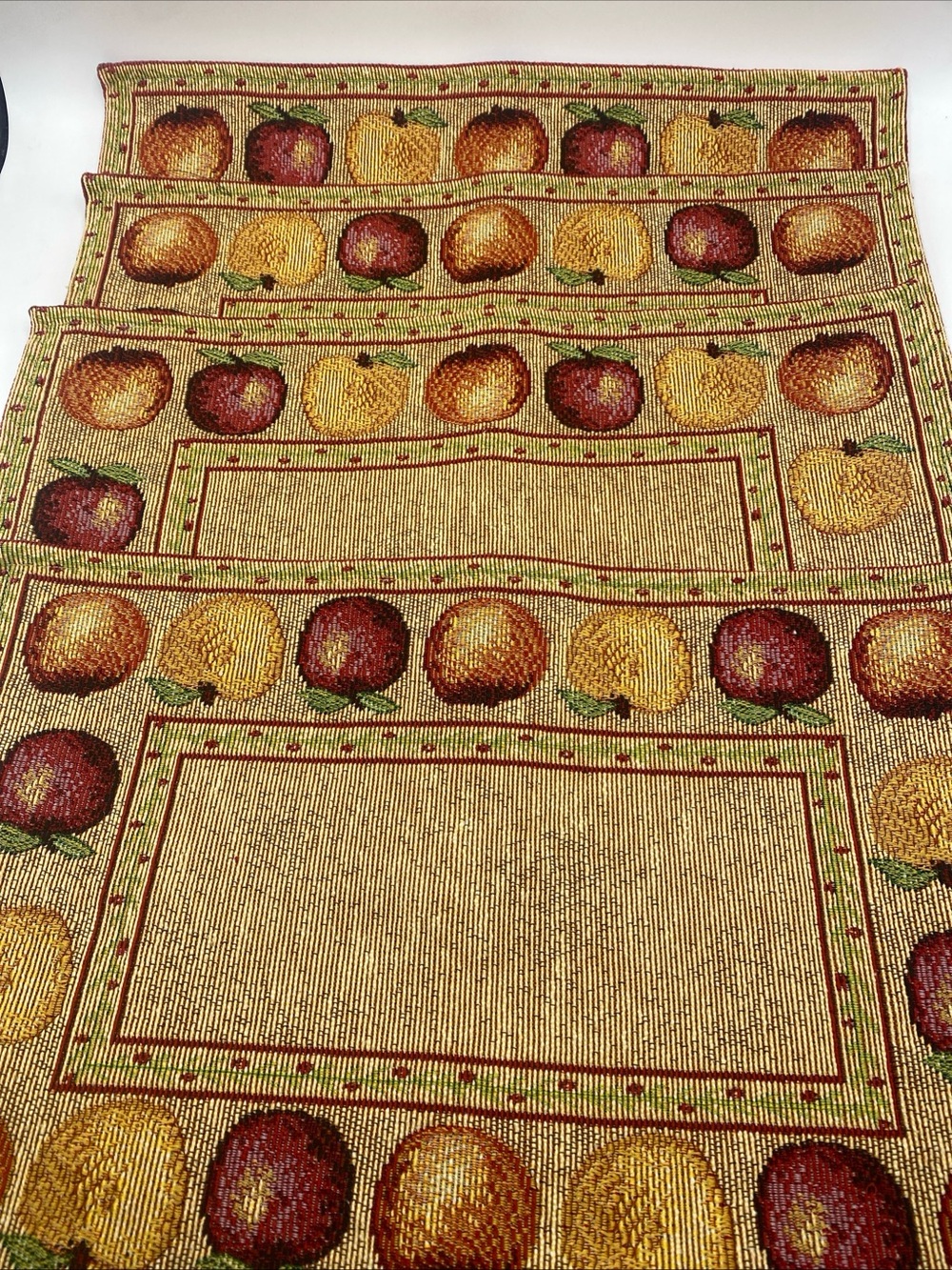 Apple Tapestry Placemats Approx 12x18 Fall Harvest Country Style Cottage Core 4